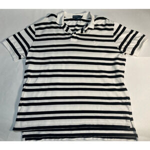 Polo Ralph Lauren Mens Striped Short Sleeve Polo Shirt White Black Blue Pony XL